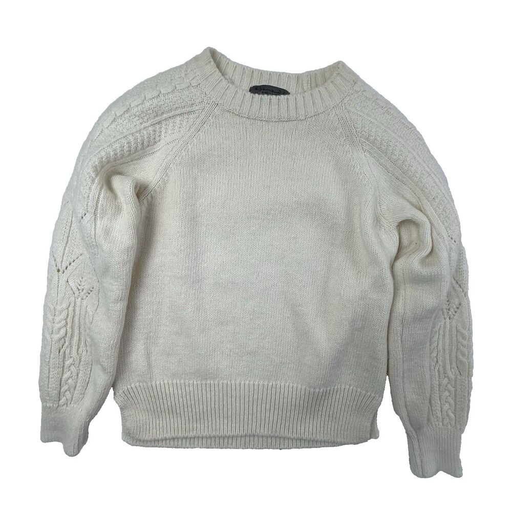 Elsamanda Cable Knit Sweater Women Cream M Made In Italy Wool Alpaca Blend